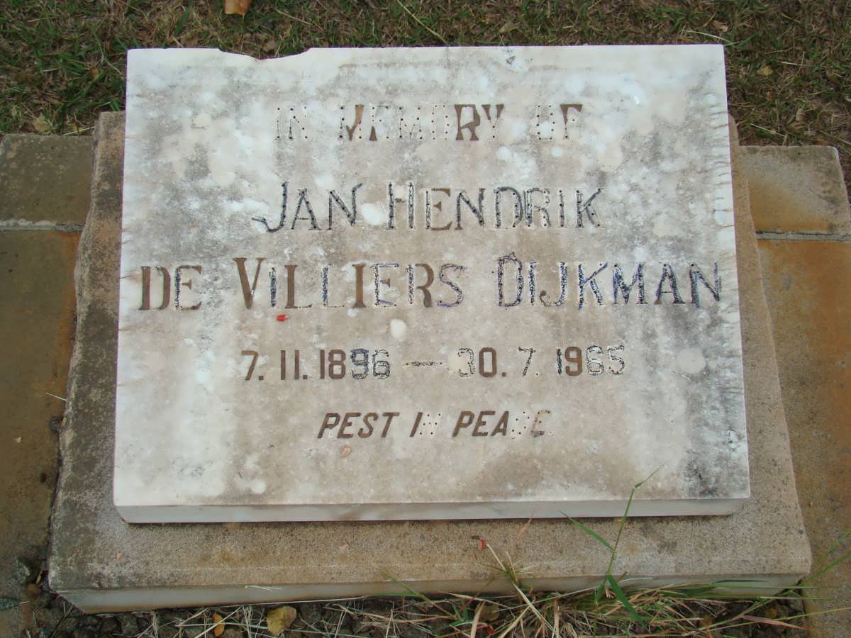 DIJKMAN Jan Hendrik de Villiers 1896-1965