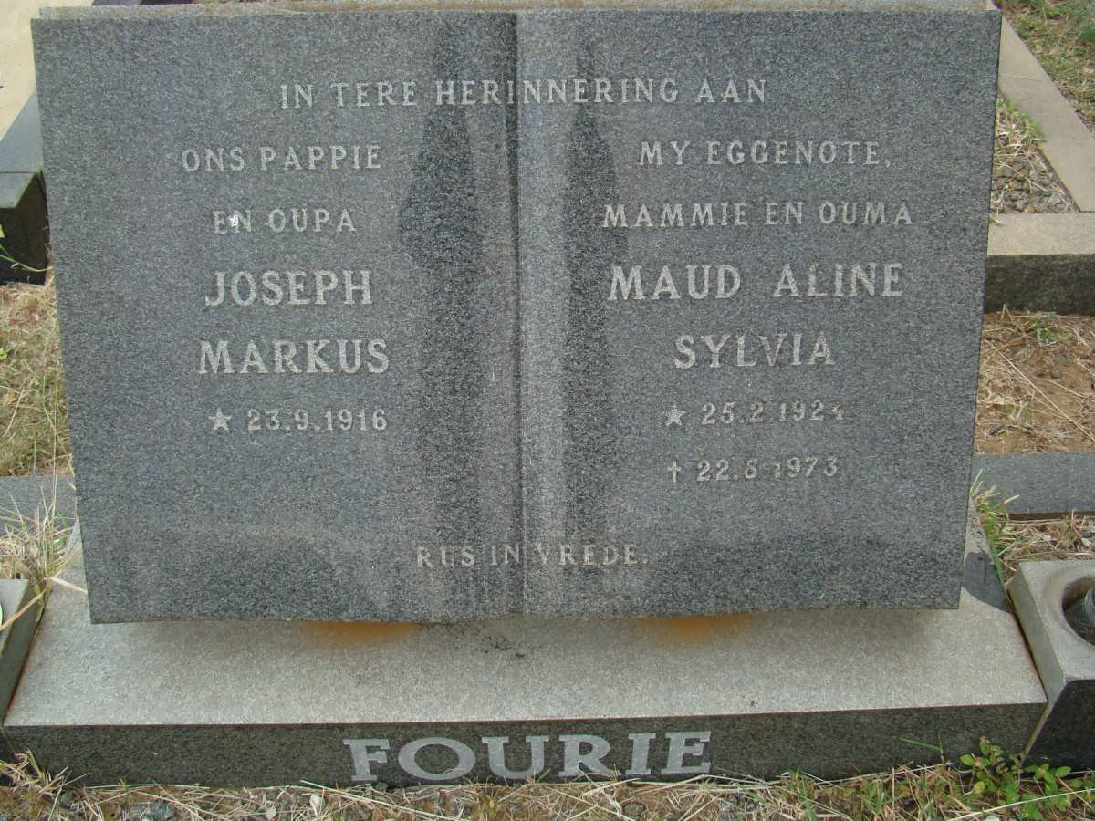FOURIE Joseph Markus 1916- &amp; Maud Aline Sylvia 1924-1973