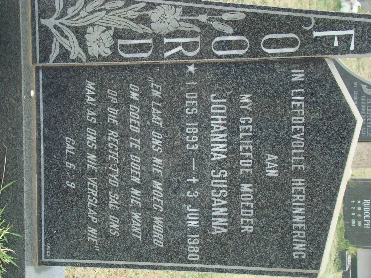 FOORD Johanna Susanna 1893-1980