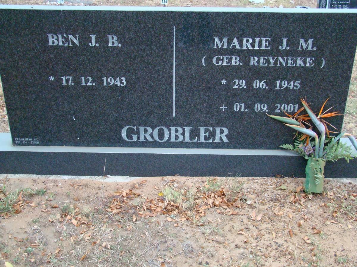 GROBLER Ben J.B. 1943- &amp; Marie J.M. REYNEKE 1945-2001