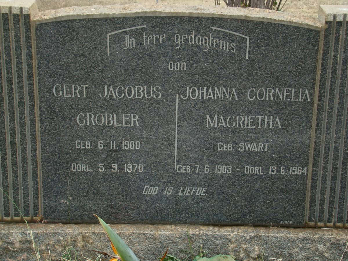GROBLER Gert Jacobus 1900-1970 &amp; Johanna Cornelia Magrietha SWART 1903-1964