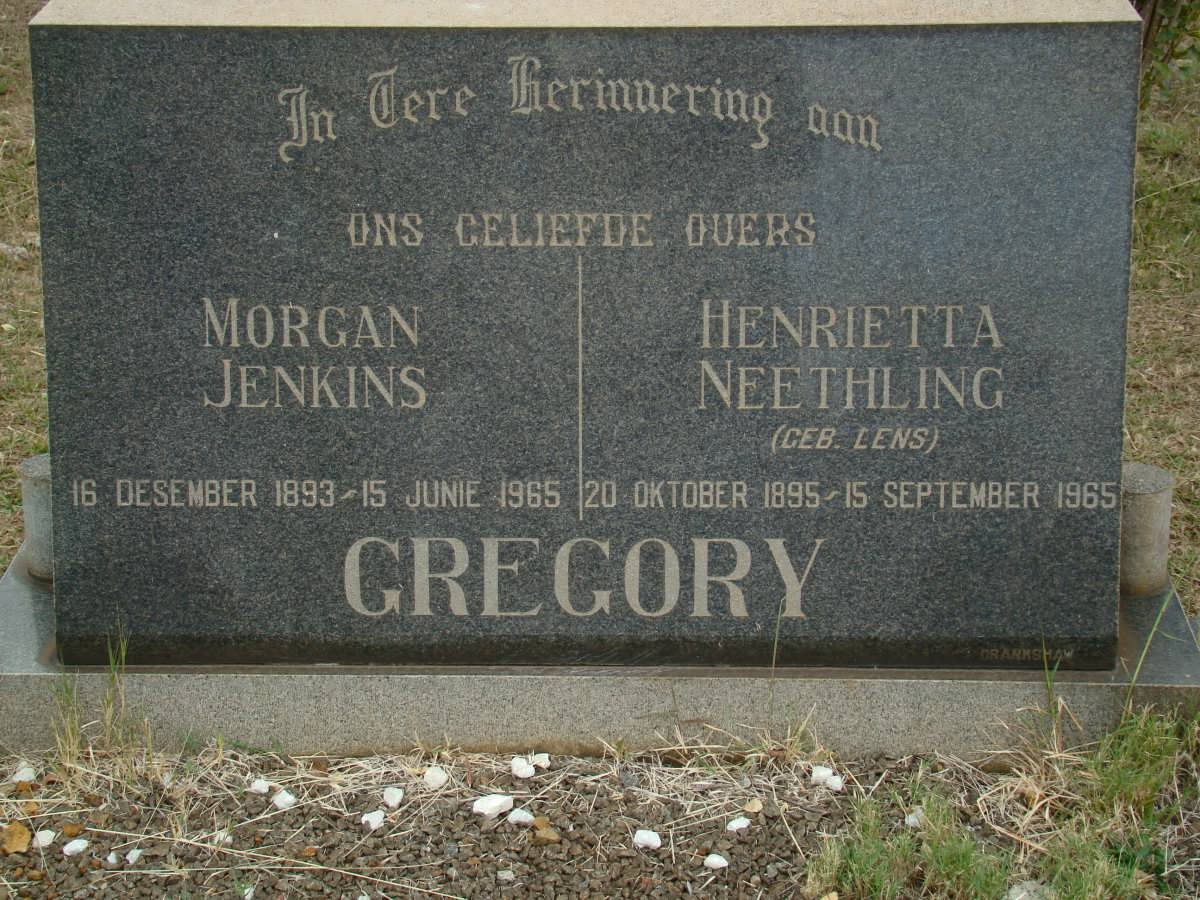 GREGORY Morgan Jenkins 1893-1965 &amp; Henrietta Neethling LENS 1895-1965
