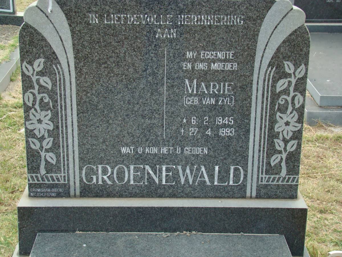 GROENEWALD Marie nee VAN ZYL 1945-1993