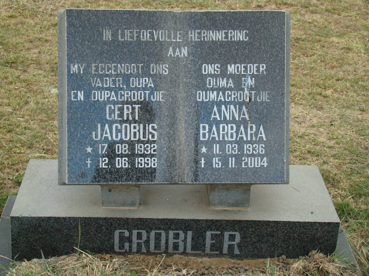 GROBLER Gert Jacobus 1932-1998 &amp; Anna Barbara 1936-2004