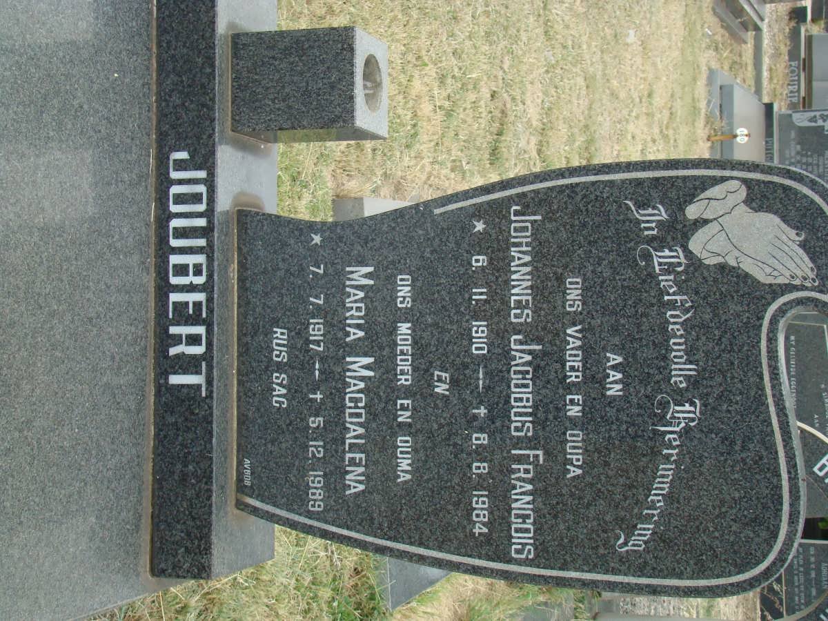 JOUBERT Johannes Jacobus Francois 1910-1984 &amp; Maria Magdalena 1917-1989