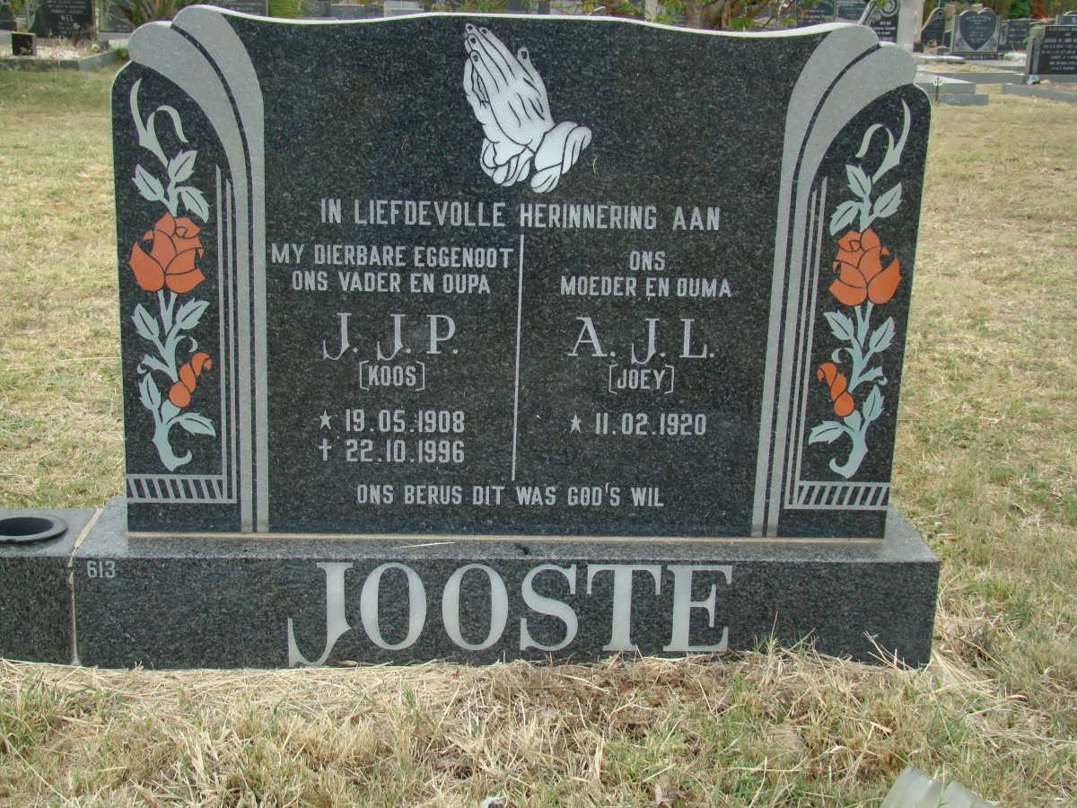 JOOSTE J.J.P. 1908-1996 &amp; A.J.L. 1920-