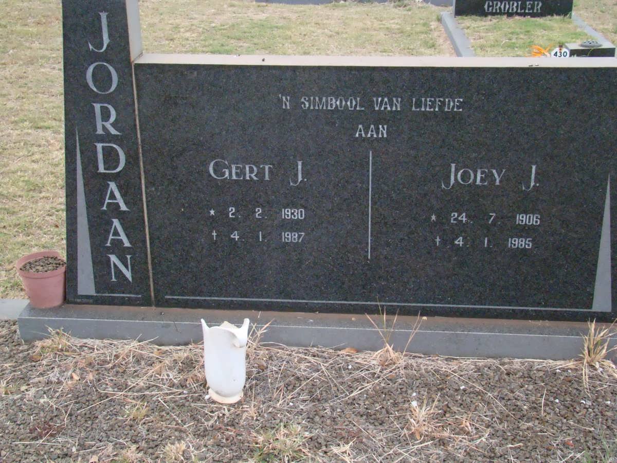 JORDAAN Gert J. 1930-1987 &amp; Joey J. 1906-1985