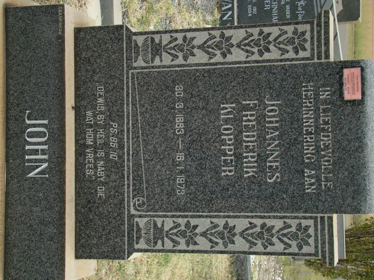 KLOPPER Johannes Frederik 1883-1973