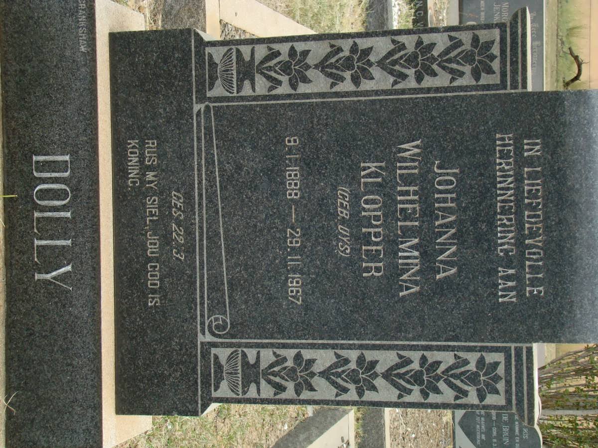 KLOPPER Johanna Wilhelmina nee UYS 1888-1967