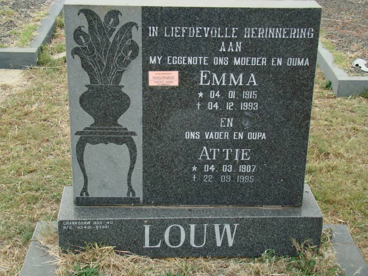 LOUW Attie 1907-1995 &amp; Emma 1915-1993