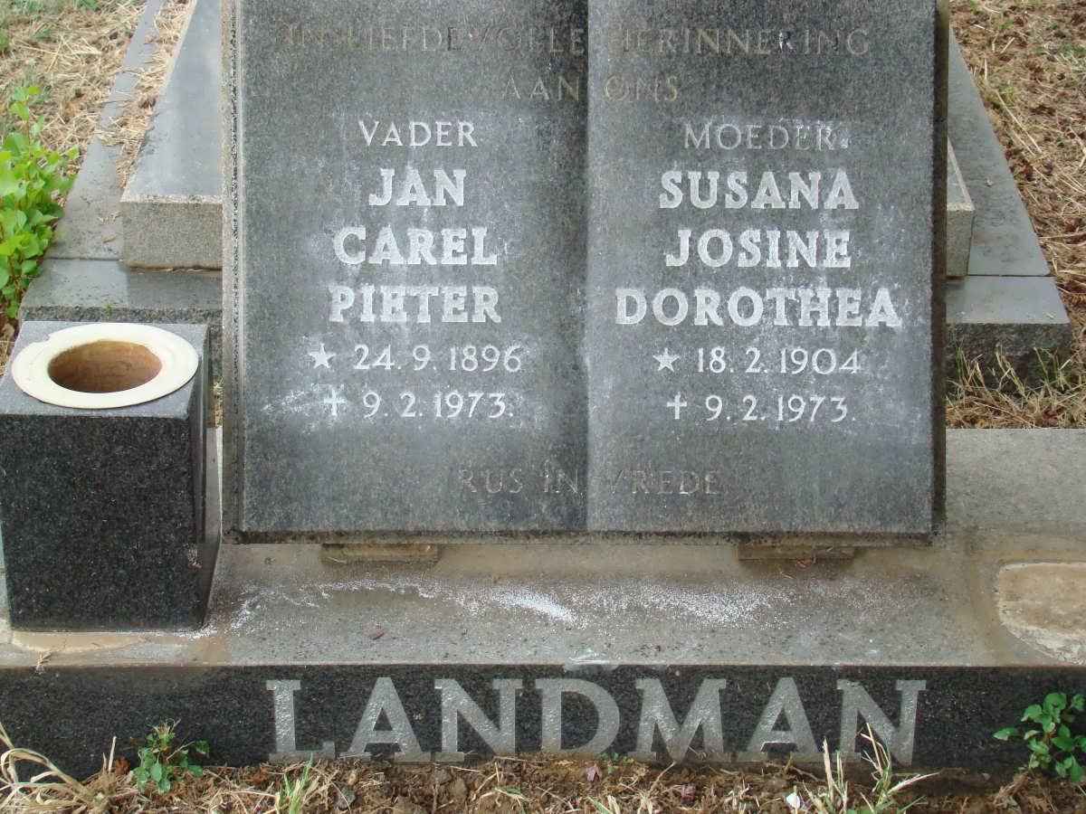 LANDMAN Jan Carel Pieter 1896-1973 &amp; Susana Josine Dorothea 1904-1973