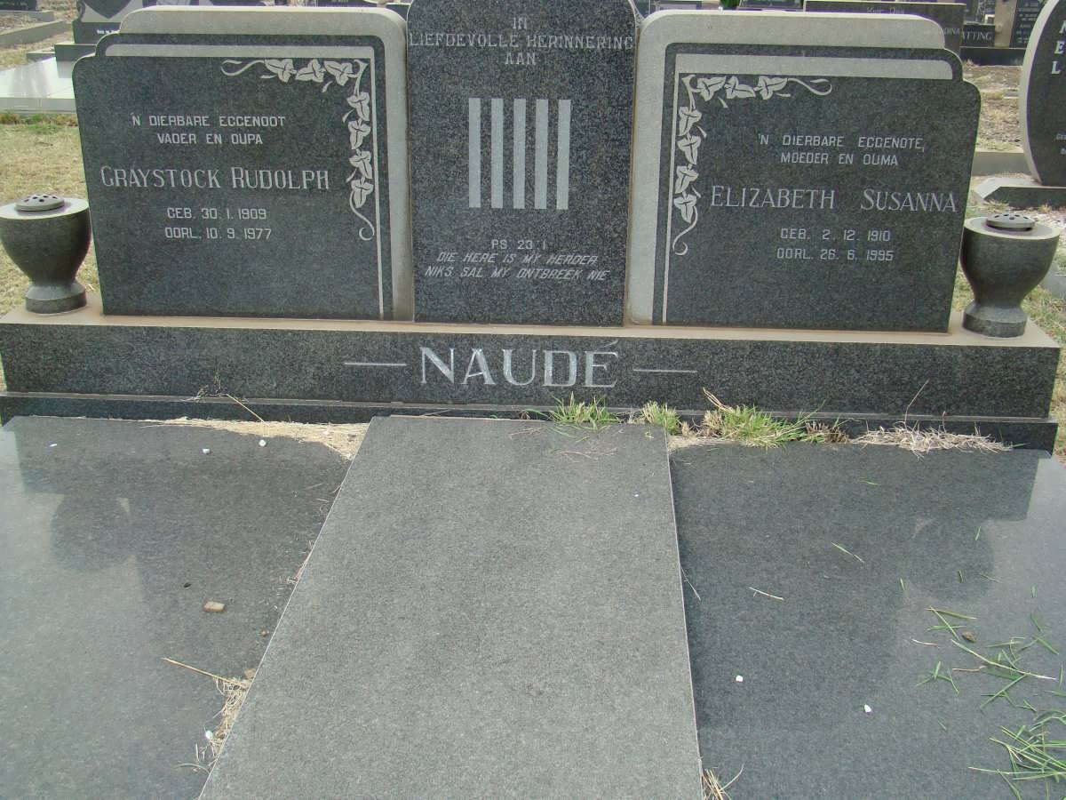 NAUDE Graystock Rudolph 1909-1977 &amp; Elizabeth Susanna 1910-1995