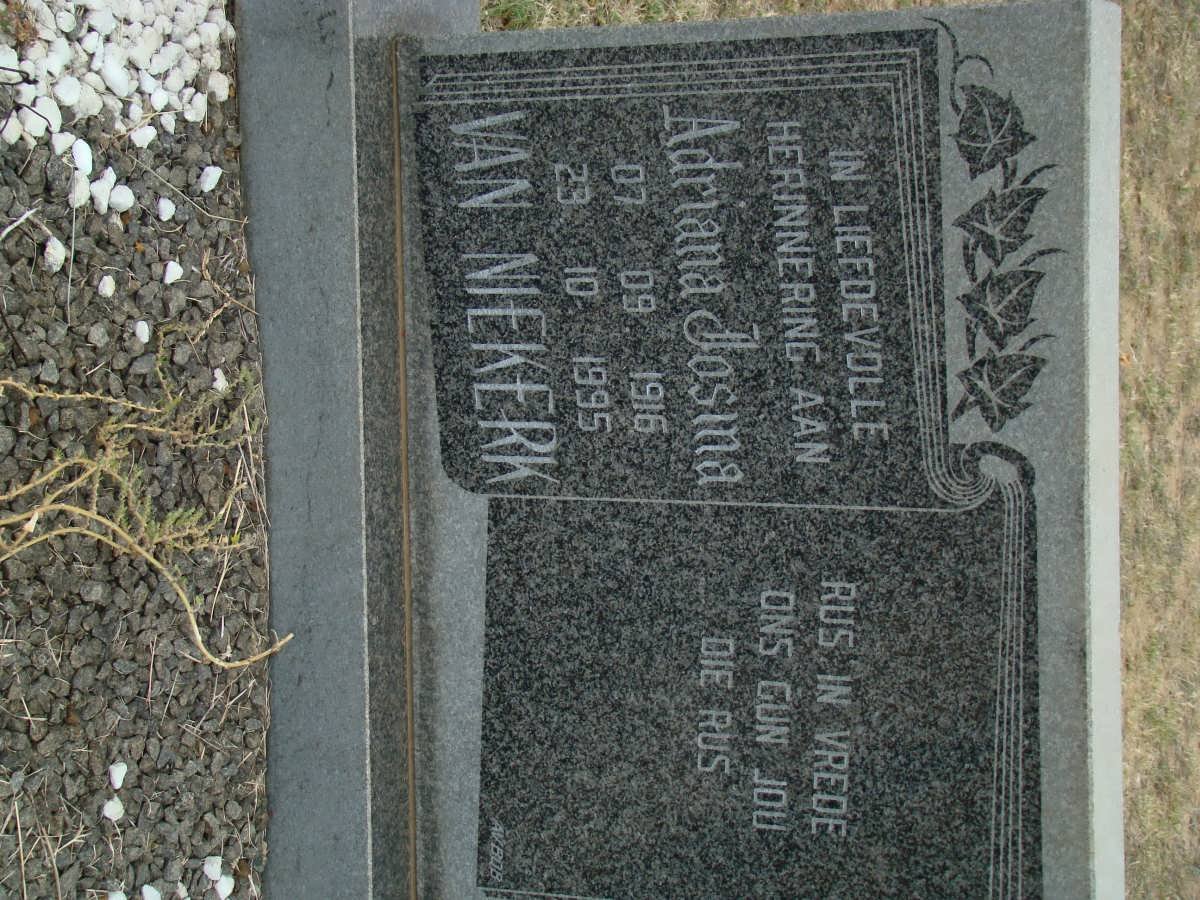NIEKERK Adriana Josina, van 1916-1995