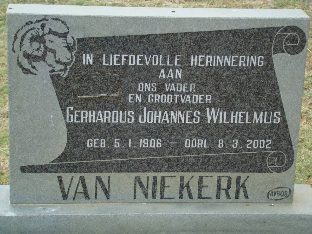 NIEKERK Gerhardus Johannes Wilhelmus, van 1906-2002