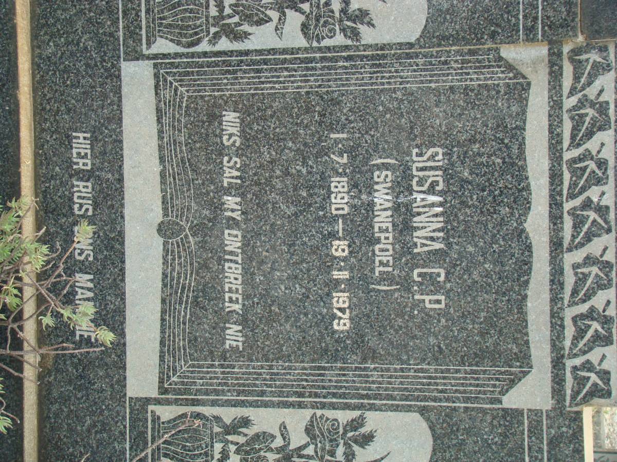 NIEKERK Susanna C.P., van nee SWANEPOEL 1890-1979