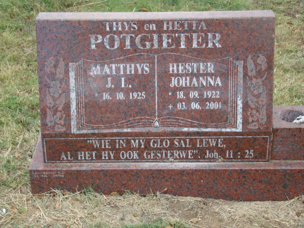 POTGIETER Matthys J.L. 1925- &amp; Hester Johanna 1922-2001