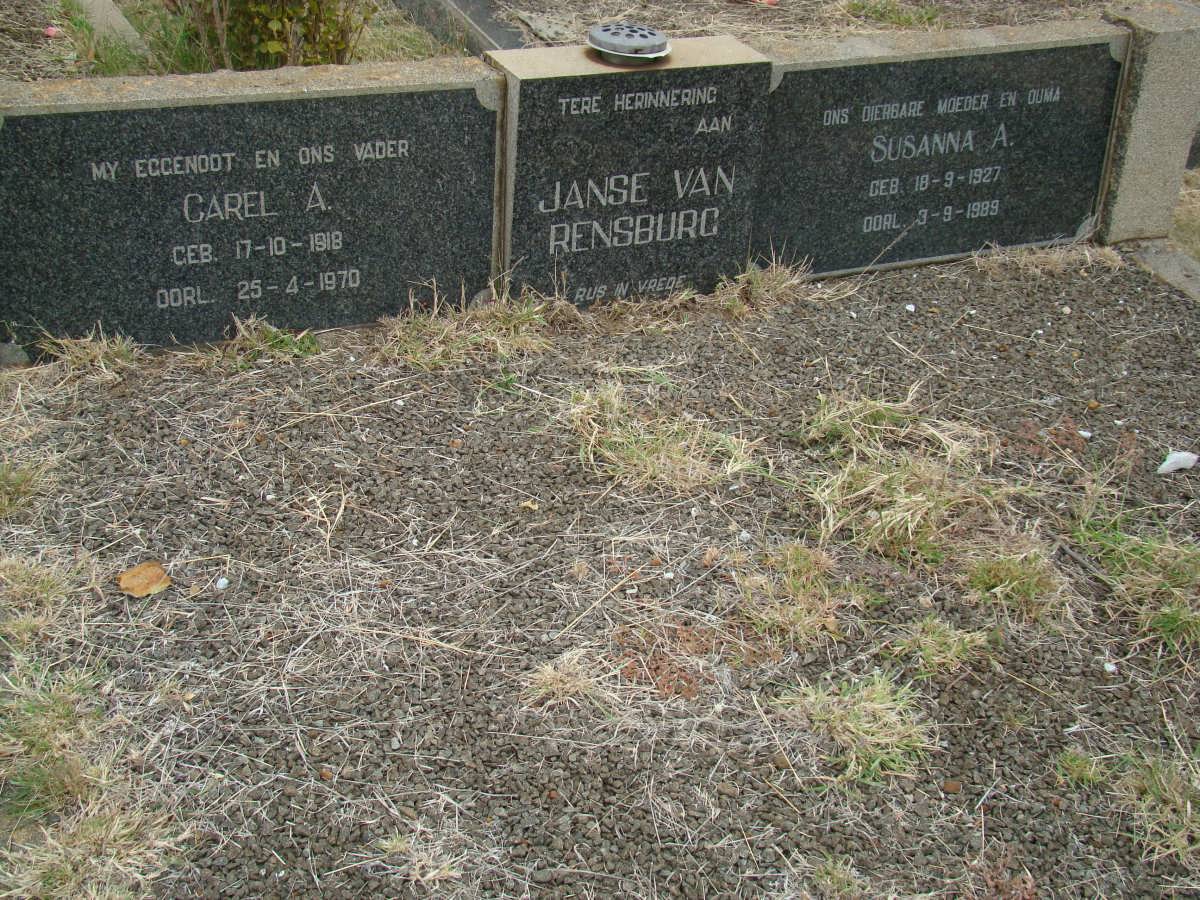 RENSBURG Carel A., Janse van 1918-1970 &amp; Susanna A. 1927-1989