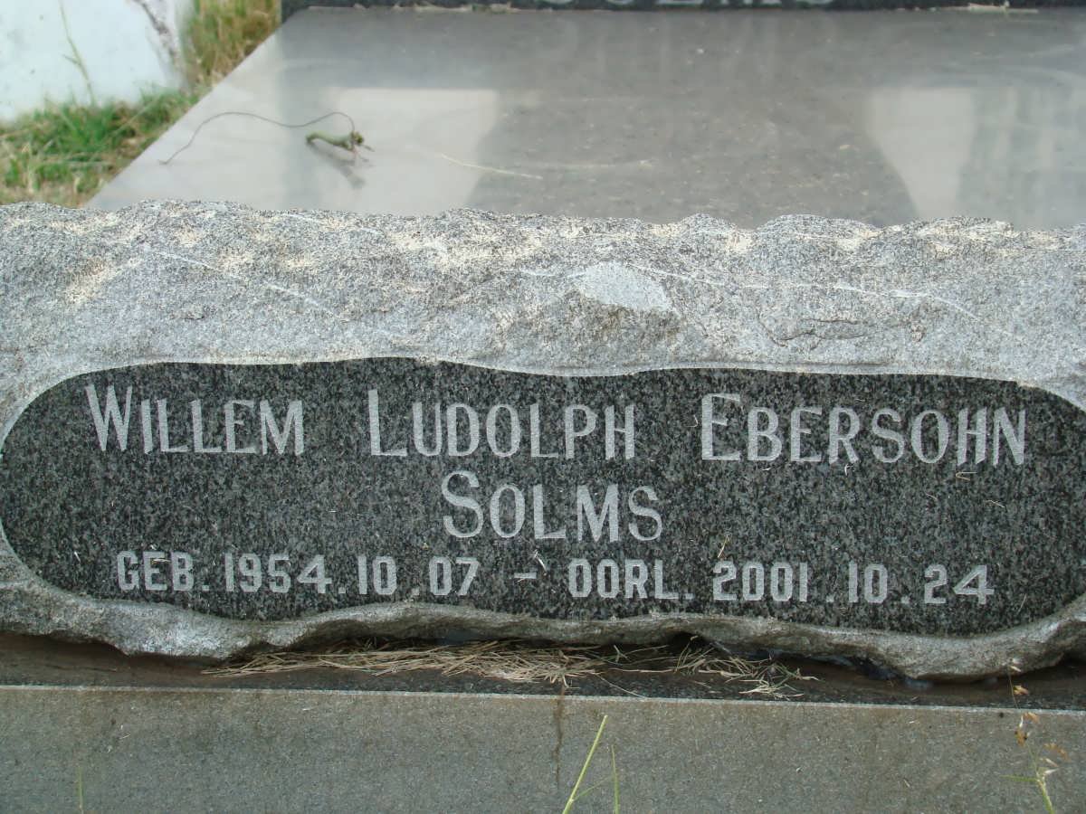 SOLMS Willem Ludolph Ebersohn 1954-2001