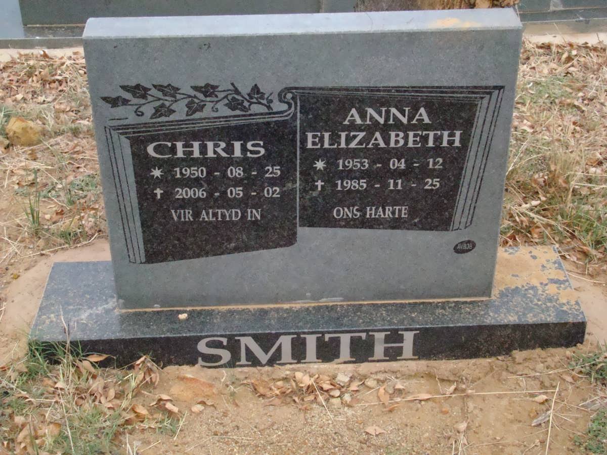 SMITH Chris 1950-2006 &amp; Anna Elizabeth 1953-1985