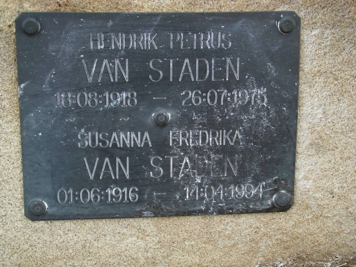 STADEN Hendrik Petrus, van 1918-1975 &amp; Susanna Fredrika 1916-1994