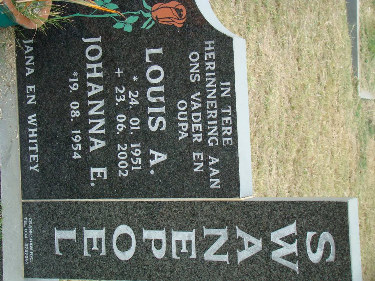 SWANEPOEL Louis A. 1951-2002 &amp; Johanna E. 1954-