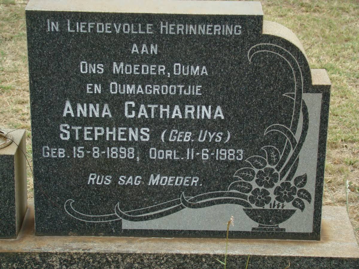 STEPHENS Anna Catharina nee UYS 1898-1983