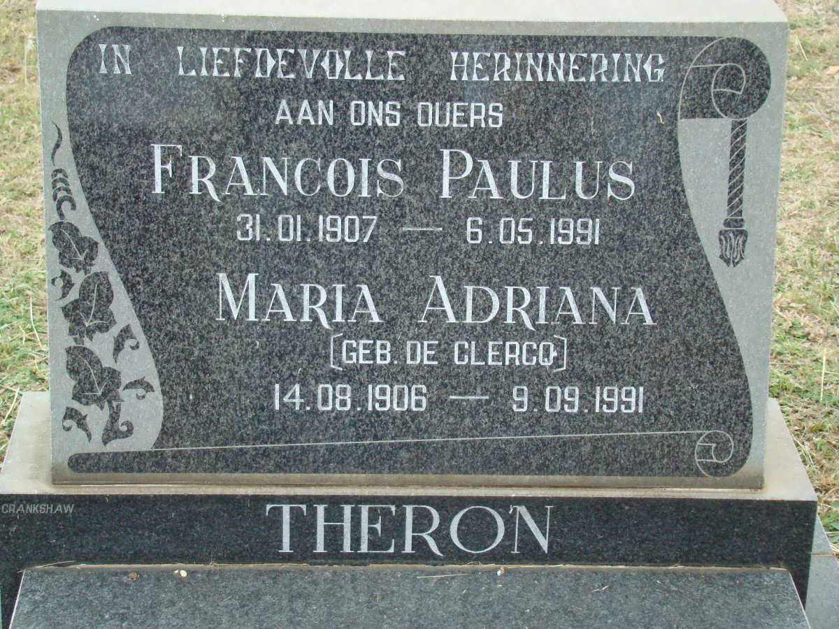 THERON Francois Paulus 1907-1991 &amp; Maria Adriana DE CLERCQ 1906-1991
