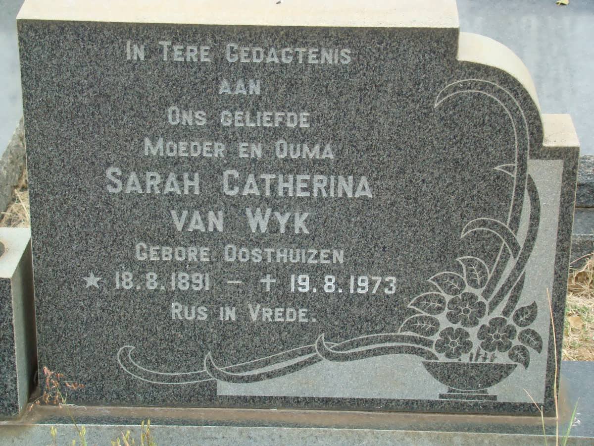 WYK Sarah Catherina, van nee OOSTHUIZEN 1891-1973