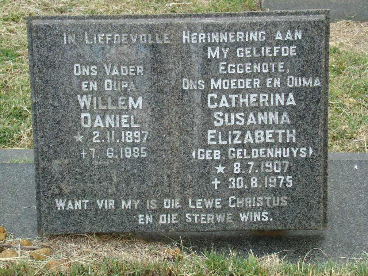 ? Willem Daniel 1897-1985 &amp; Catherina Susanna Elizabeth GELDENHUYS 1907-1975