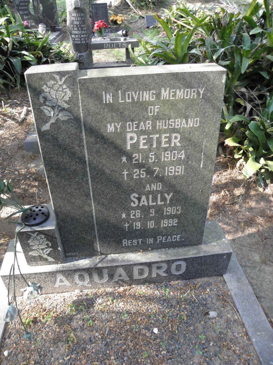 AQUADRO Peter 1904-1991 &amp; Sally 1903-1992
