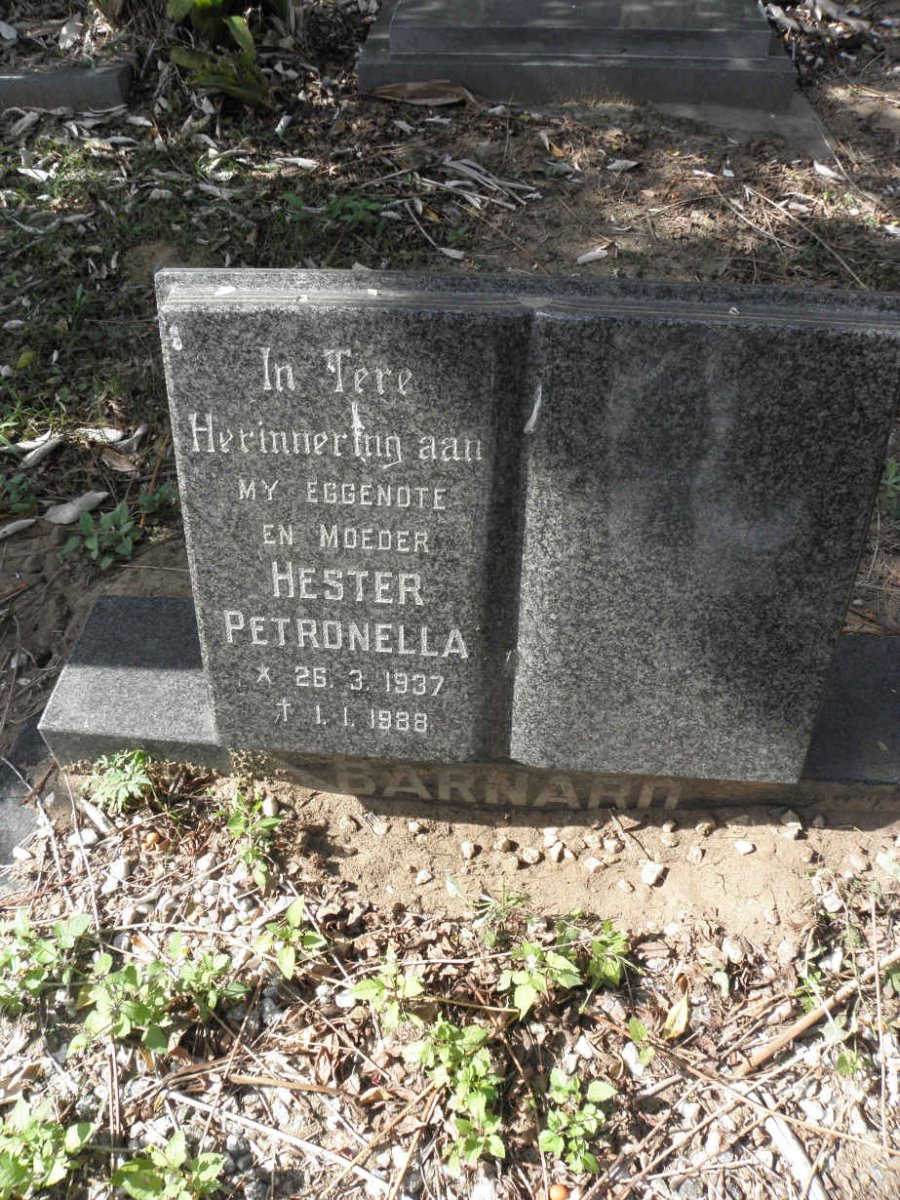 BARNARD Hester Petronella 1937-1988