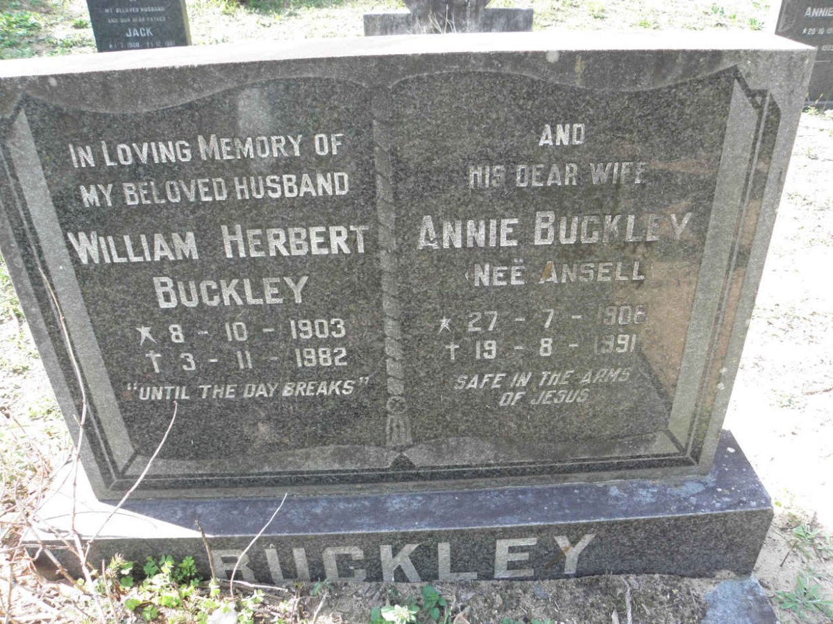 BUCKLEY William Herbert 1903-1982 &amp; Annie ANSELL 1908-1991