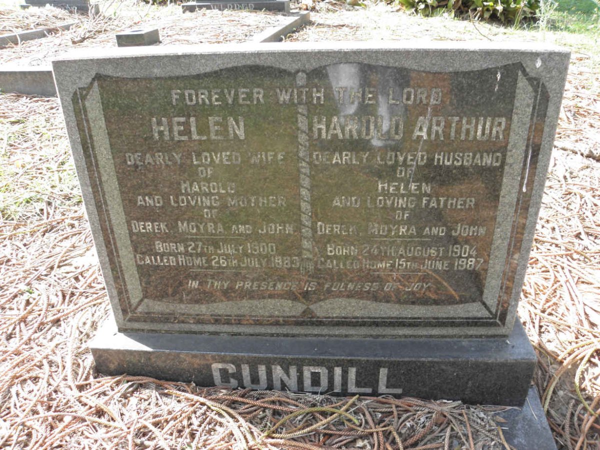 CUNDILL Harold Arthur 1904-1987 &amp; Helen 1900-1983