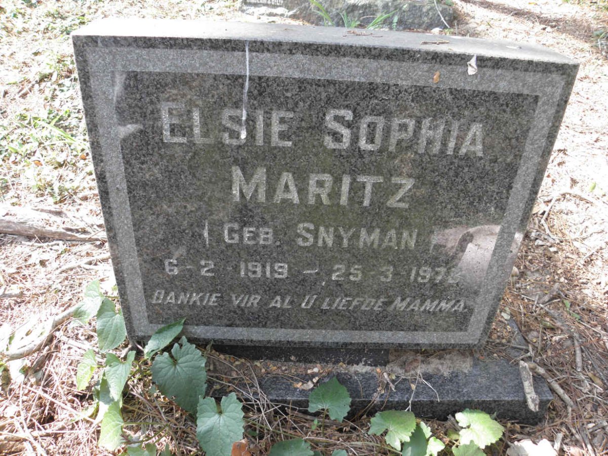 MARITZ Elsie nee SNYMAN 1919-1978