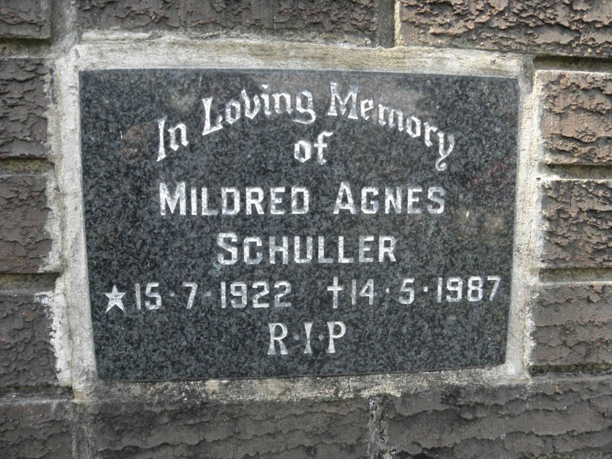SCHULLER Mildred Agnes 1922-1987