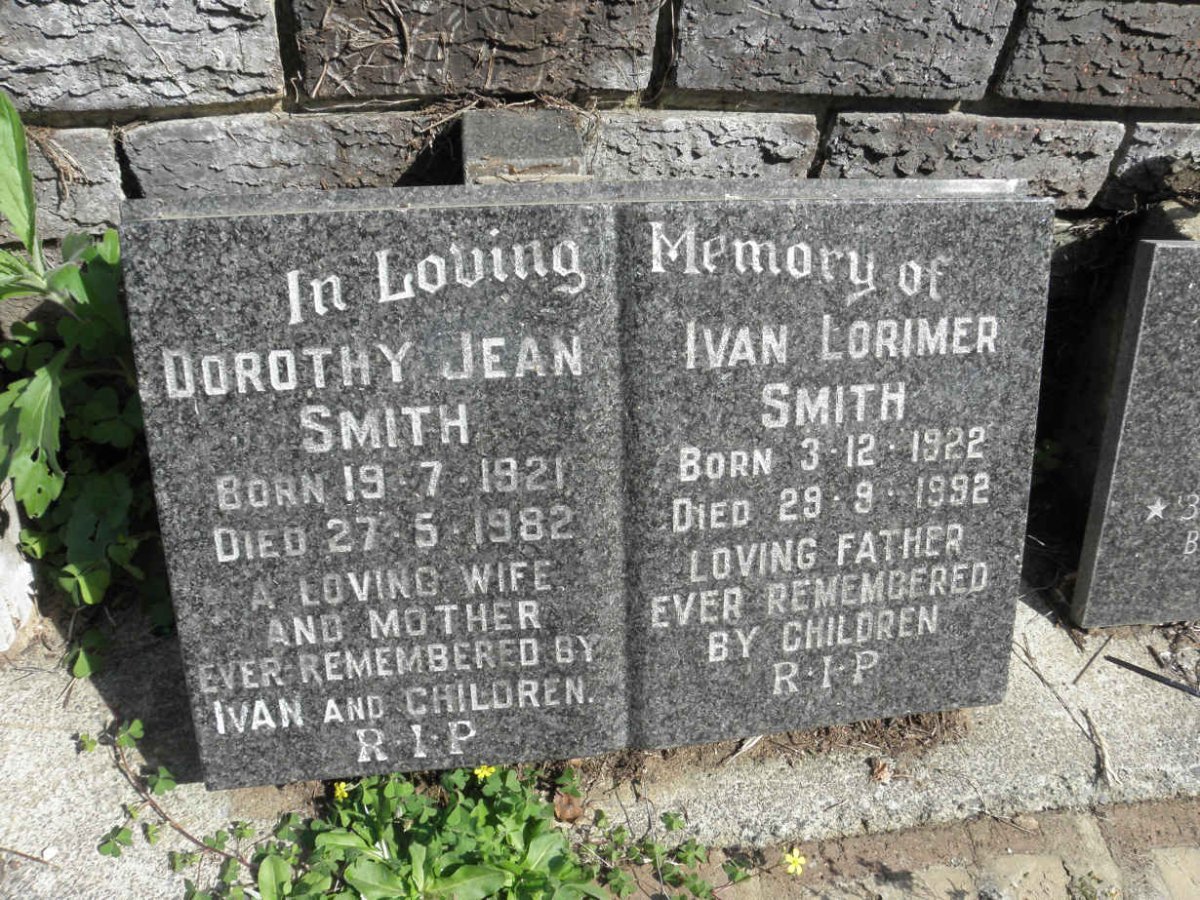 SMITH Ivan Lorimer 1922-1992 &amp; Dorothy Jean 1921-1982