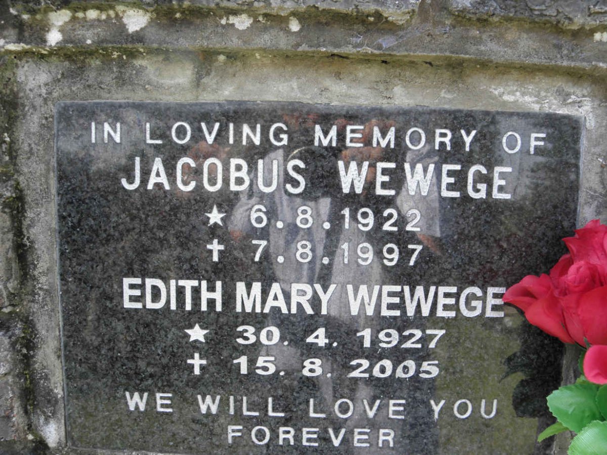 WEWEGE Jacobus 1922-1997 &amp; Edith Mary 1927-2005