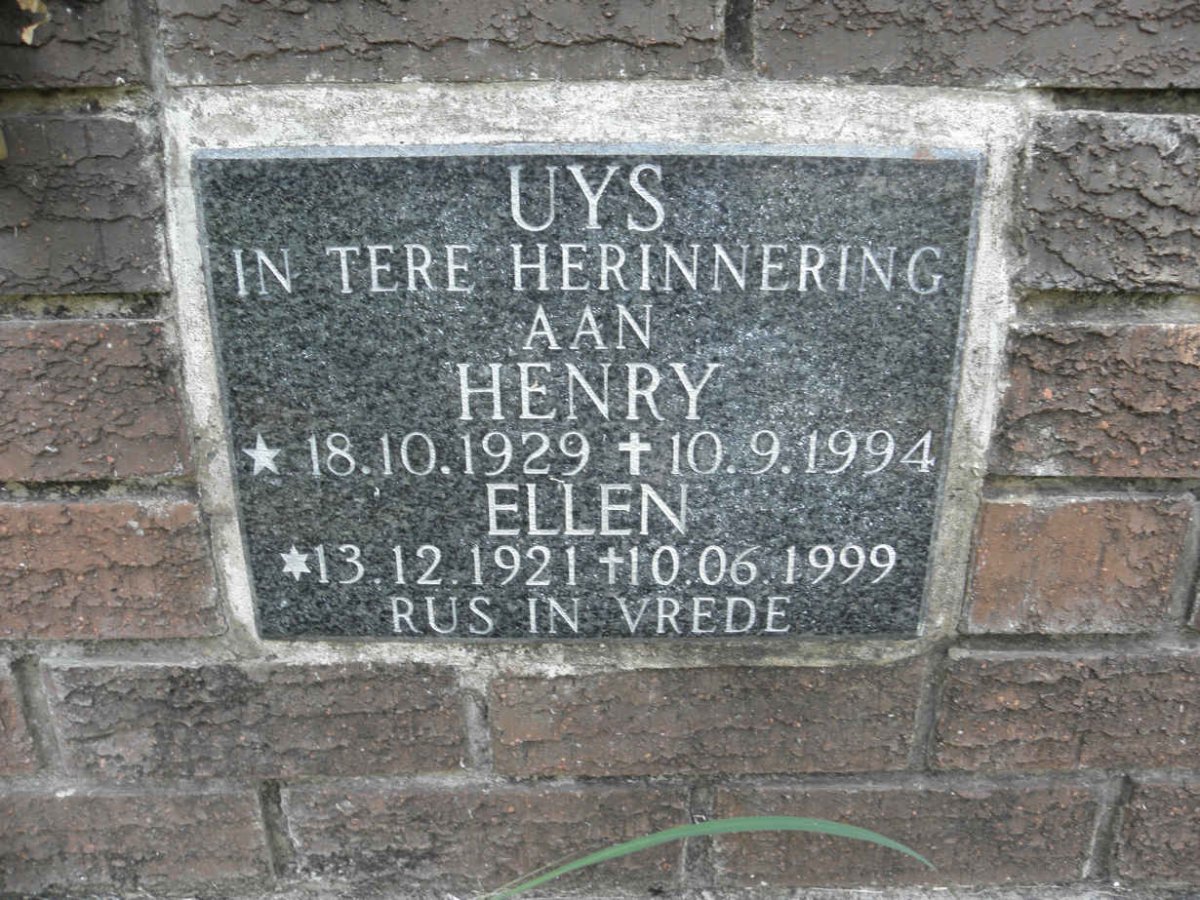 UYS Henry 1929-1944 &amp; Ellen 1921-1999