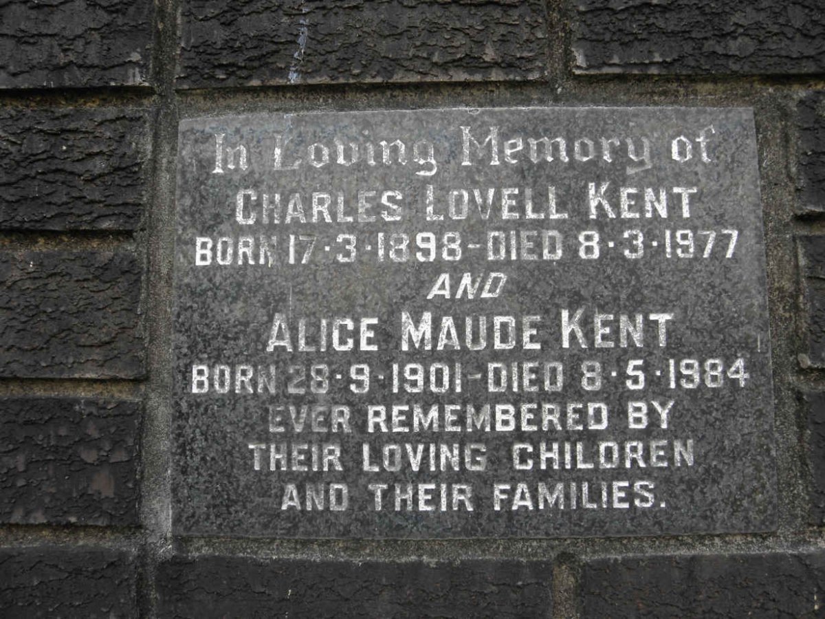 KENT Charles Lovell 1898-1977 &amp; Alice Maud 1901-1984