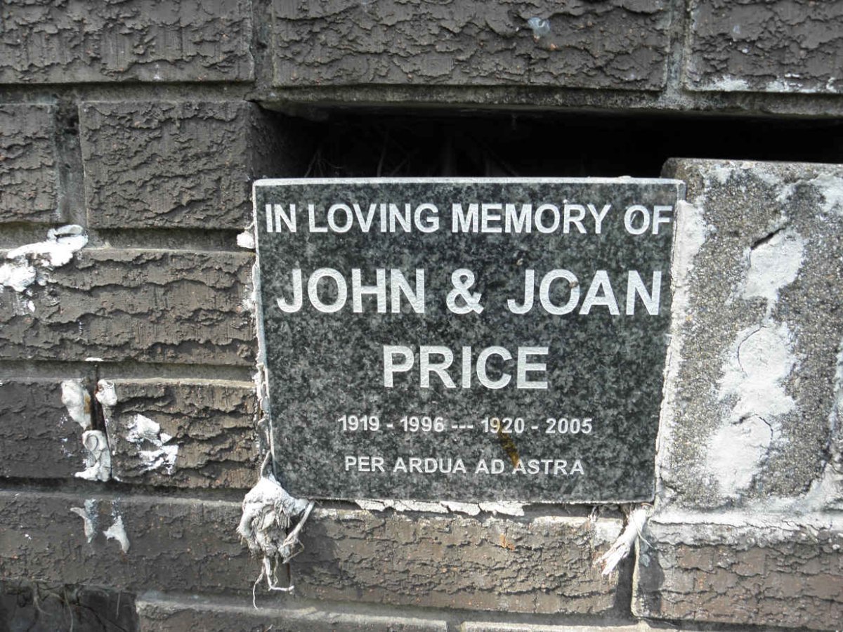 PRICE John 1919-1996 &amp; Joan 1920-2005