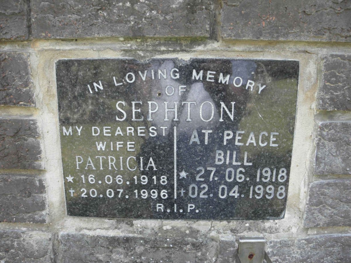 SEPHTON Bill 1918-1998 &amp; Patricia 1918-1996