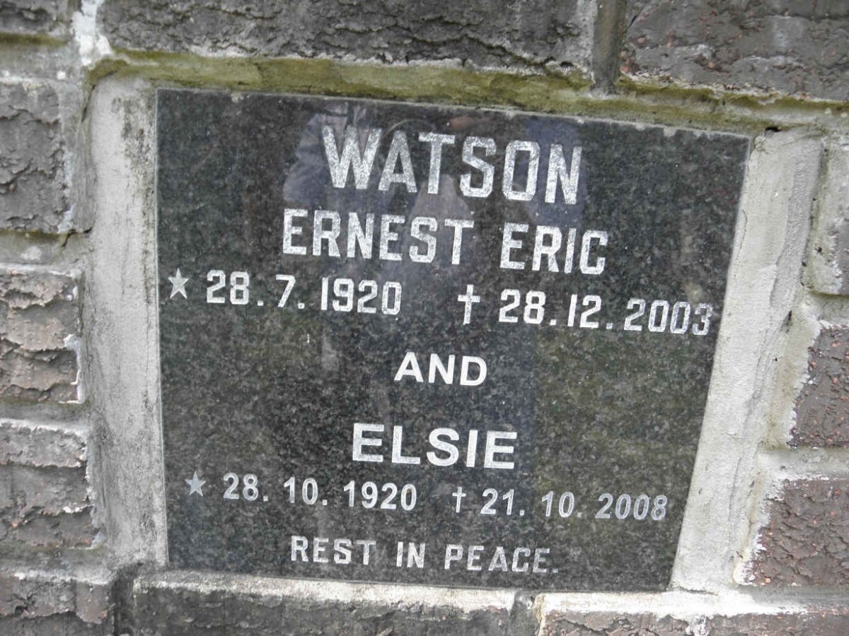 WATSON Ernest Eric 1920-2003 &amp; Elsie 1920-2008