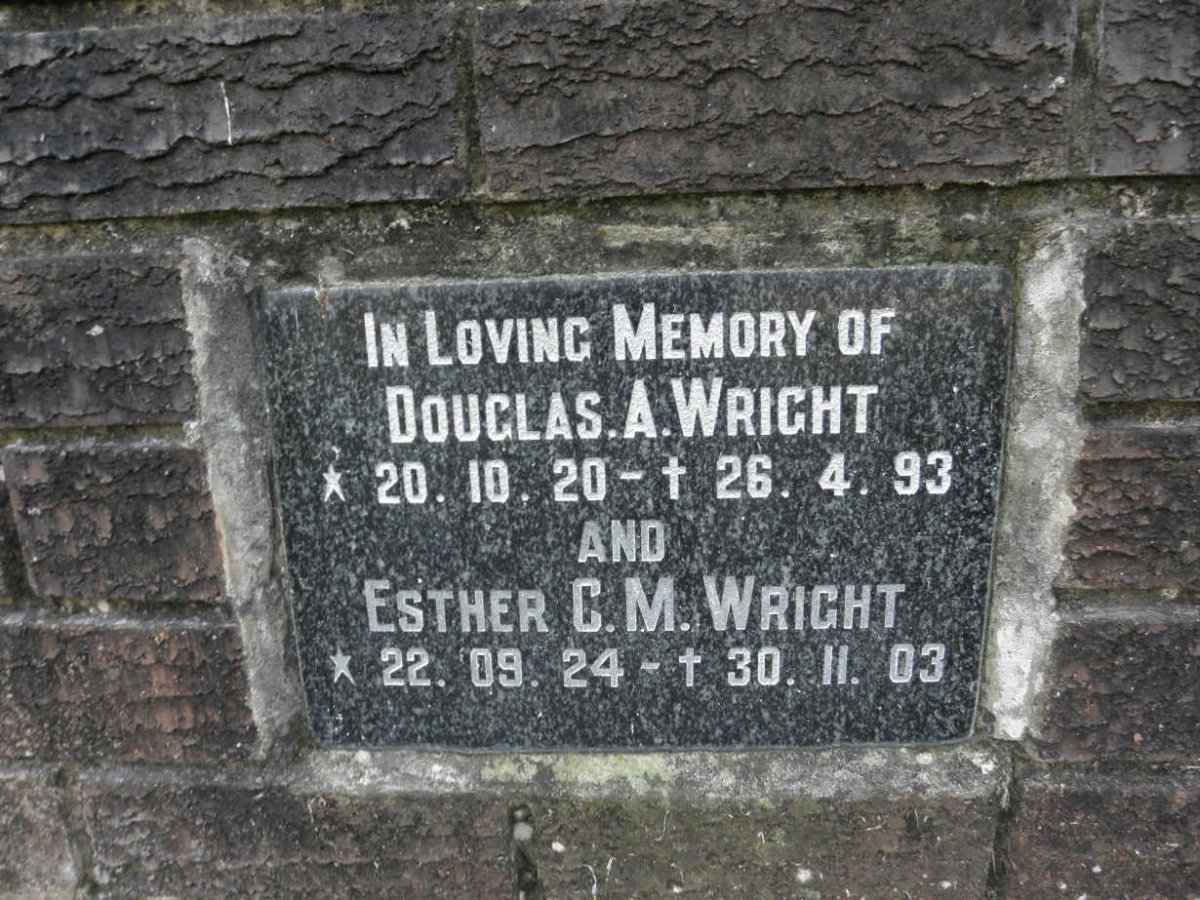 WRIGHT Douglas A. ??20-??93 &amp; Esther C.M. ??24-??03