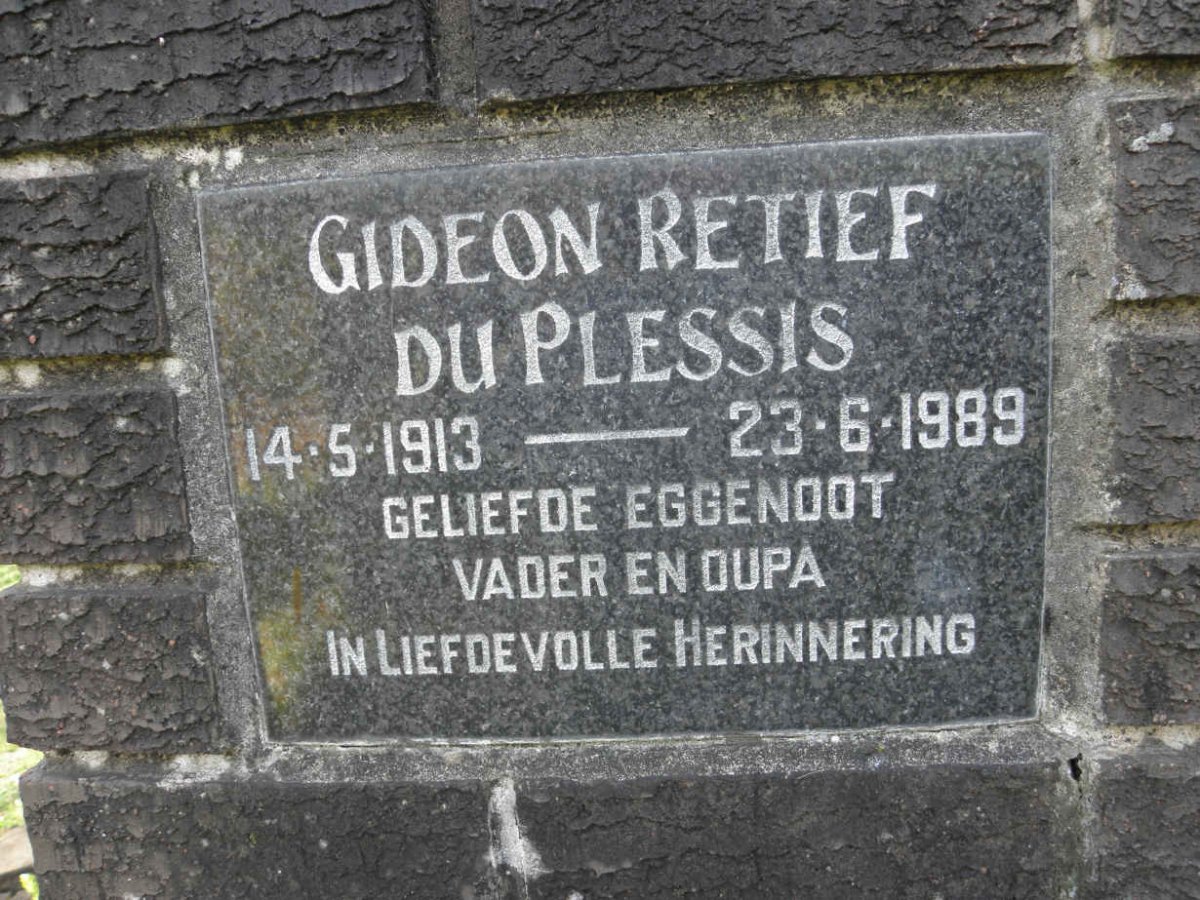 PLESSIS Gideon Retief, du 1913-1989