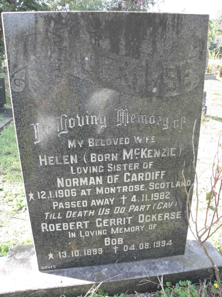 OCKERSE Roebert Gerrit 1899-1994 &amp; Helen McKENZIE 1906-1982