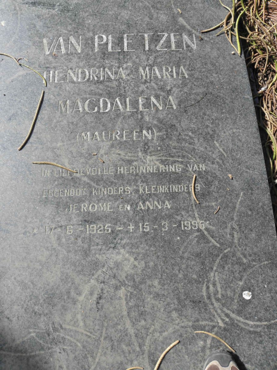 PLETZEN Hendrina Maria Magdalena, van 1925-1996