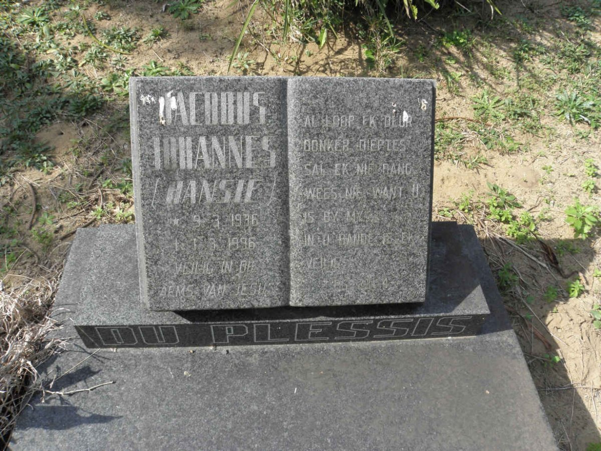 PLESSIS Jacobus Johannes, du 1936-1996