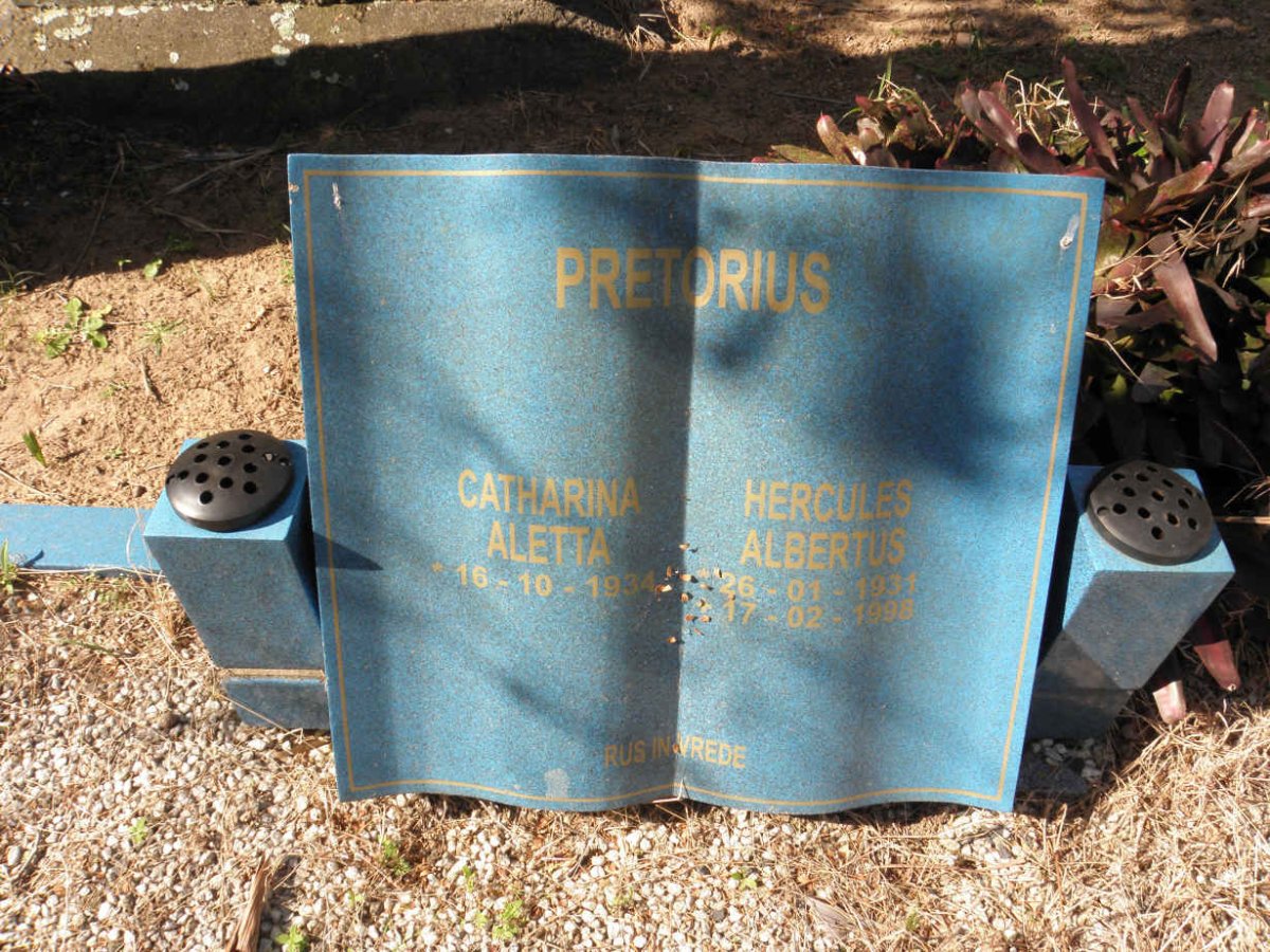 PRETORIUS Hercules Albertus 1931-1998 &amp; Catharina Aletta 1934-