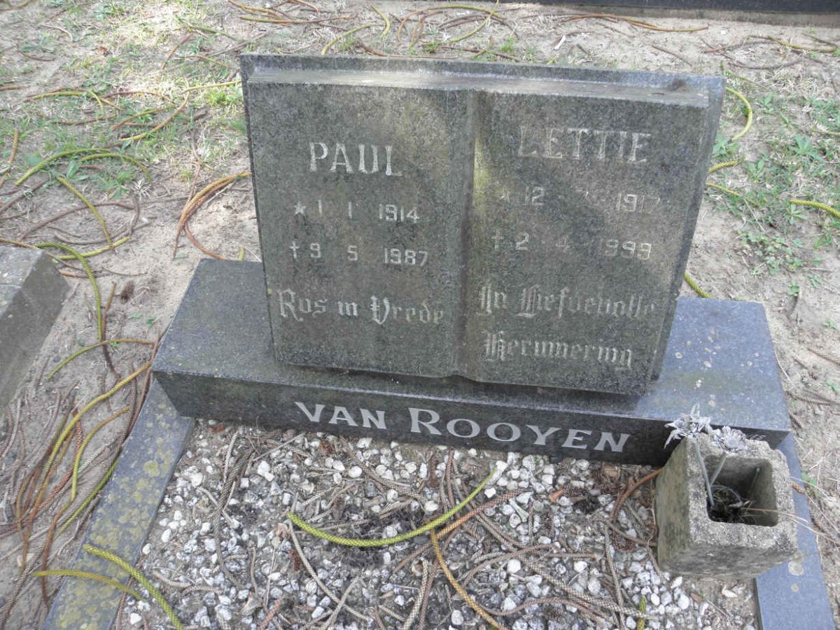 ROOYEN Paul, van 1914-1987 &amp; Lettie 1917-1999