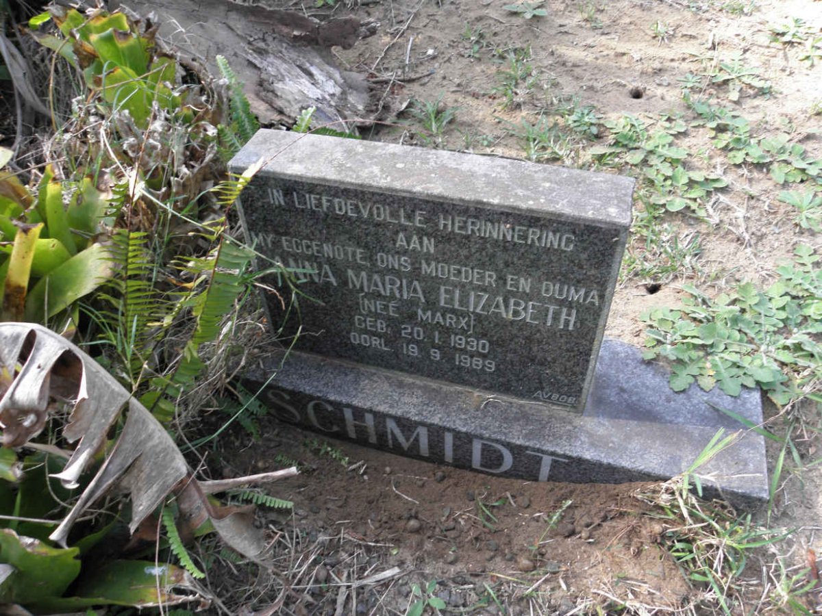 SCHMIDT Anna Maria Elizabeth nee MARX 1930-1989